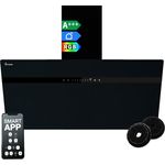 KKT KOLBE STYLE9005SMAO Dunstabzugshaube 90 cm 782 cbm/h Edelstahl schwarzes Glas WLAN RGBW-LED SensorTouch Bedienung, A+++ Energieeffizienzklasse