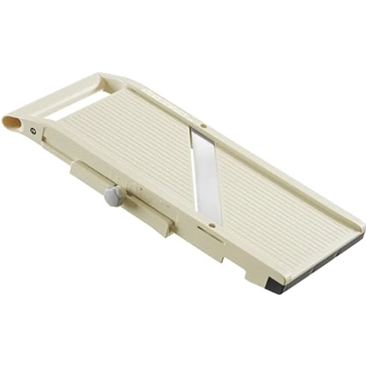 HENDI Japanische Mandoline Shōgun, Gemüsehobel mit Fingerschutz und integrierter Klinge, für hauchdünne Scheiben, 1-5 mm Schnittdicke, beige – Bild 3
