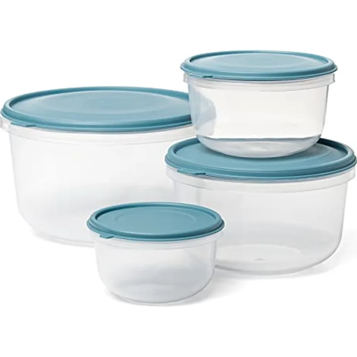 Tatay Menge von 4 Essens-Lunchboxen (1 x 0.3L, 1 x 0.6L, 1 x 1.2L, 1x 2.2L), Flexibler Deckel, BPA-frei, Mikrowellen-, Spülmaschinen- und Gefrierschranksicher. Blau