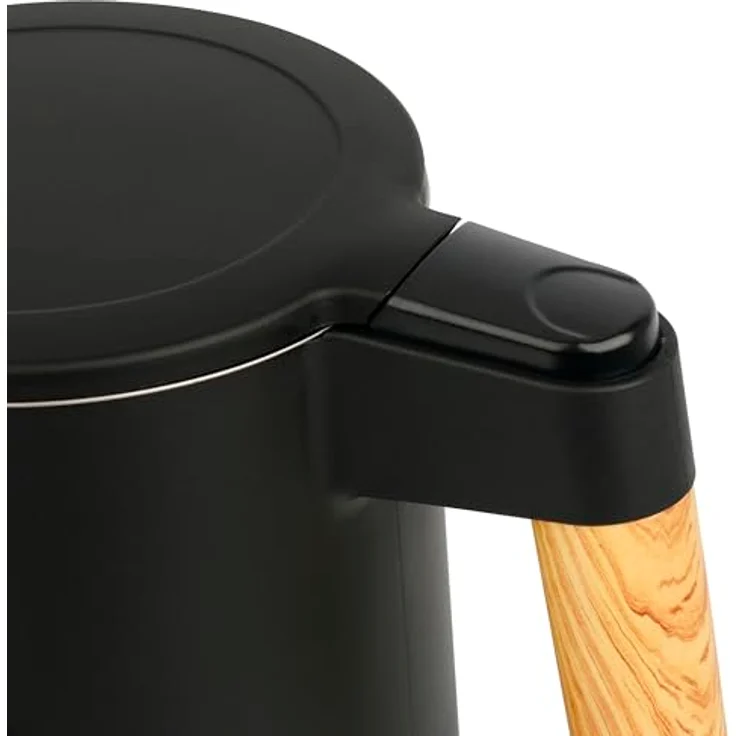 EMERIO WK-132230 Wasserkocher Edelstahl 1.7L, isolierte Doppelwand, Temperaturwahl 40-100°C in 5°C Schritten, Farbdisplay mit Teesortenprogrammen, BPA frei, 2200 W, Warmhaltefunktion, Schwarz Matt – Bild 5