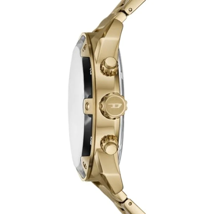 Diesel Herren Analog Quarz Uhr mit Edelstahl Armband DZ4678, goldfarbene Edelstahlband – Bild 2