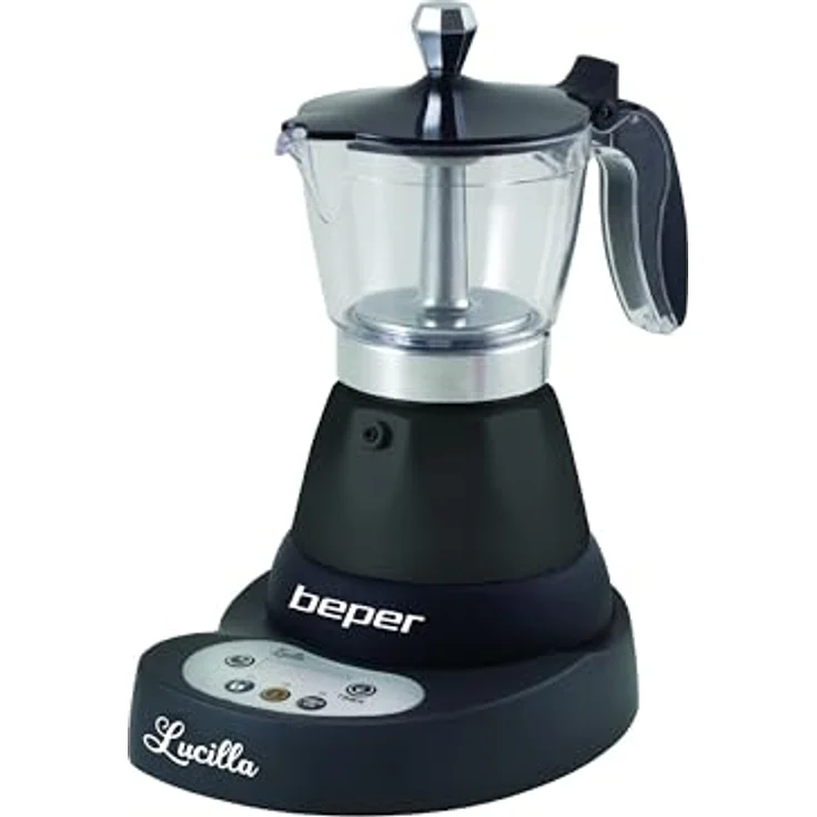 Beper Lucilla Kaffeemaschine aus Aluminium für 3 Tassen, programmierbar, Timer programmierbar bis 24 Stunden zuvor, heißer Kaffee für 30 Minuten - Schwarz – Bild 3