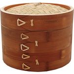 Typhoon Bambusdämpfer, 3-teilig, Bambusholz, Dämpfgarer mit 2 Ebenen, 20 cm Durchmesser