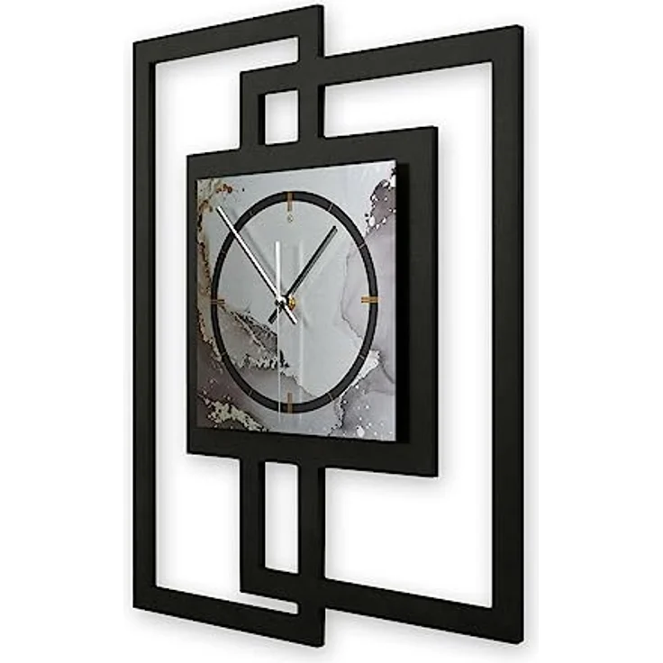 Kreative Feder Designer-Wanduhr „Abstract Water“ in modernem Metallic-Look ohne Tickgeräusche (Funk/Quarz) (Funkuhrwerk) – Bild 2
