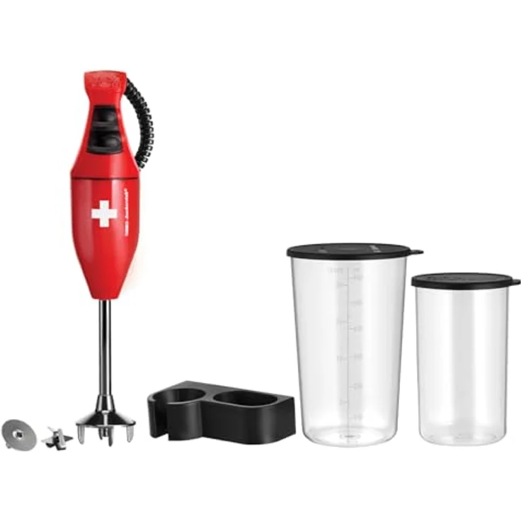 ESGE Zauberstab Stabmixer ESGE-Zauberstab E120 Select Premium-Set 902125, leistungsstarker AC-Motor, 7.000 oder 10.000 U/min, Multimesser, Schlagscheibe, Weiß/Rot – Bild 2