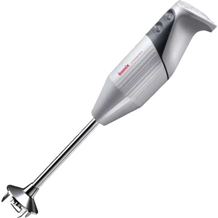 bamix G200 GASTRO PRO-2 Stabmixer Set, 200 Watt, 2 Stufen, inkl. Multifunktionsmesser, Quirl- und Schlagscheiben-Aufsatz, Edelstahl, Weiß/Lichtgrau, Made in Switzerland – Bild 2