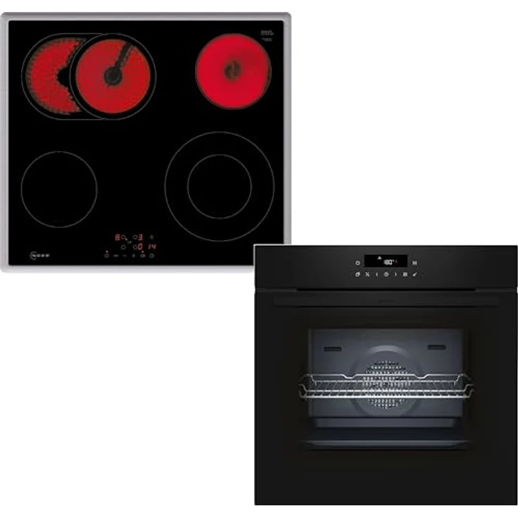 Neff BTX46PB0 Backofen Set B2CCJ7AK3 + Glaskeramikkochfeld T16SBN1L0, Schwarz, mit Pyrolyse, CircoTherm® und TouchControl – Bild 2