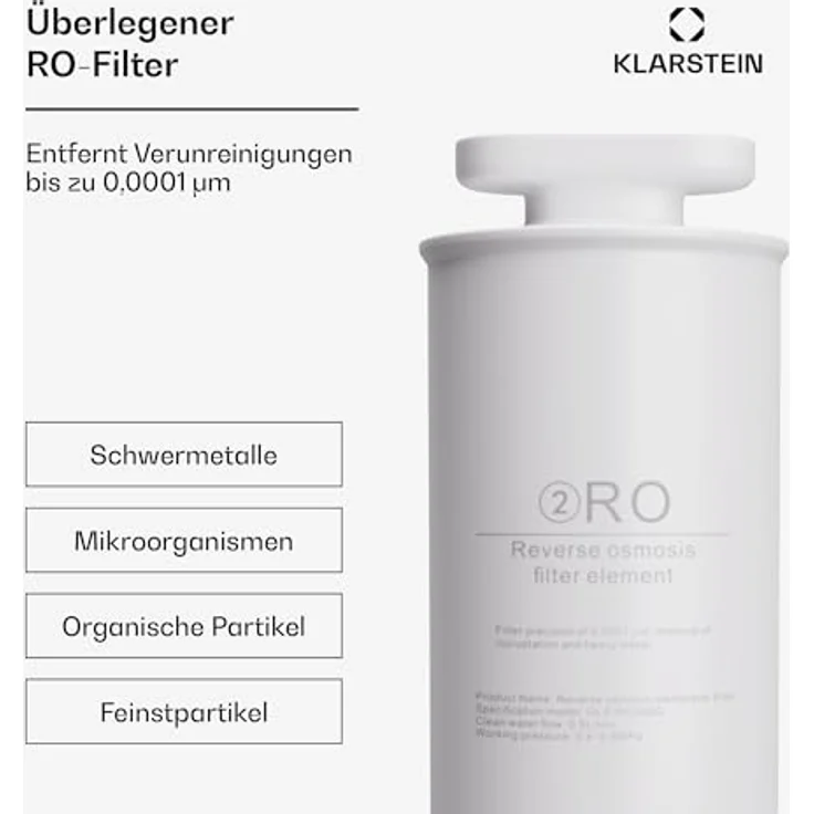 Klarstein Wasserfilter AquaFina 200G RO Filter, Reverse-Osmose Membran, Entkalkung, 0,0001 Mikron Filtration – Bild 3
