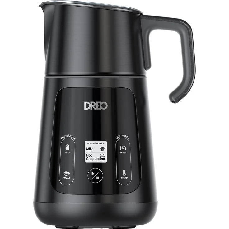 Dreo BaristaMaker DR-KMF001, Milchaufschäumer, schwarz mit automatischer Schaumerzeugung
