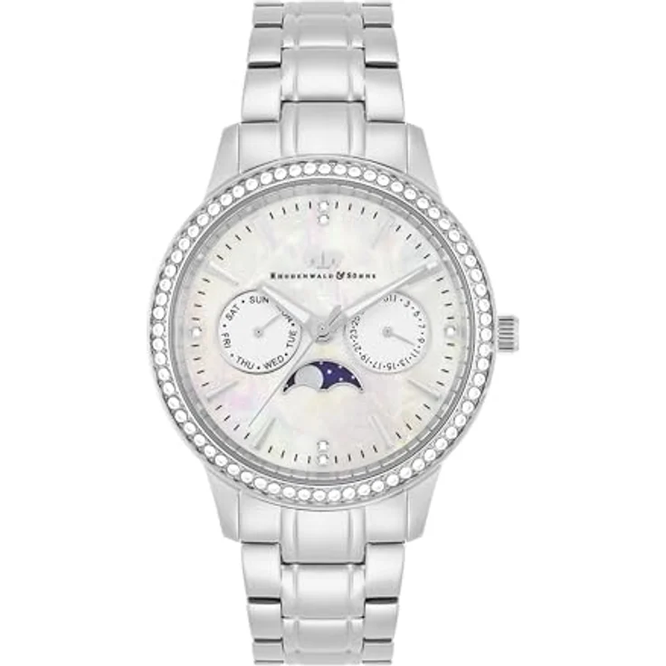 Rhodenwald & Söhne Damen Uhr analog Quarz Multifunktion(en) mit Edelstahl Armband Silber Verziert mit Kristallen 10010436 – Bild 1