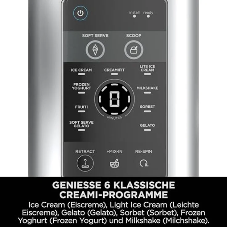 Ninja Swirl by CREAMi NC701EU, Sorbetière und Eismaschine mit 13 Modi, 2x 480-ml-Behälter, in Platinsilber – Bild 3