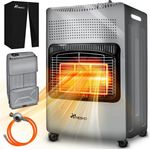 TRESKO Heizstrahler 4200 W Gasheizung + Abdeckung Gasheizer 3 Stufen Gasofen Gasheizofen, Stabiler Gasheizer mit 4200 W Leistung und sicherem Stahlgehäuse