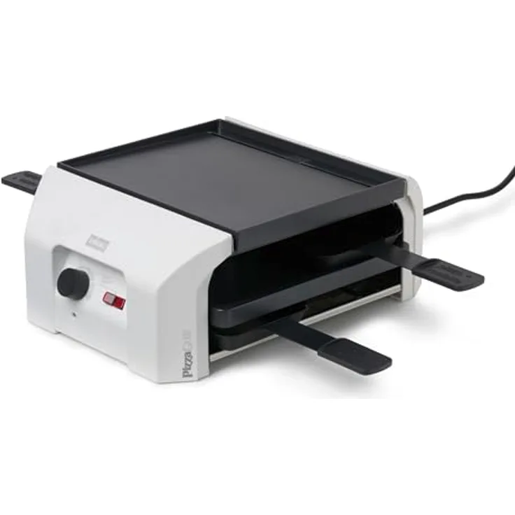 Stöckli Raclette + Pizza Grill Four4 Erweiterungsgerät Weiss, Aluplatte mit 4 Pfännchen und Spachtel