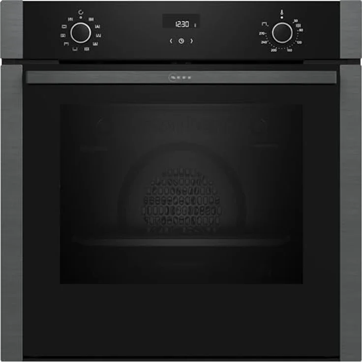 Neff B4ACE2AG3, N 50 Einbau-Backofen, 60 x 60 cm, Schwarz, mit LCD-Display, Versenkbarer Slide&Hide Tür, EasyClean Hydrolyse Selbstreinigung und CircoTherm Technologie – Bild 1