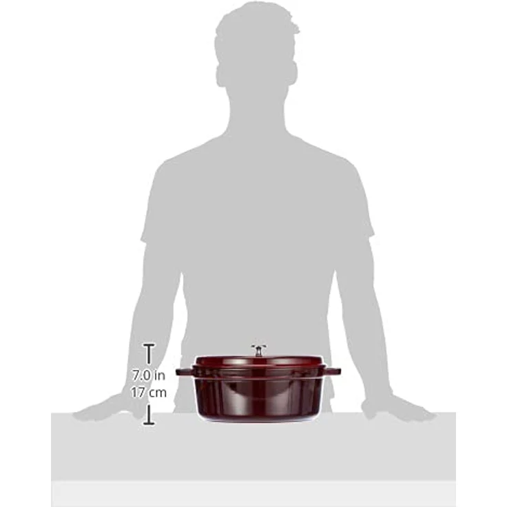 Staub 1103187 Cocotte-Bräter, oval mit Deckel 31 cm, 5,5 L, mit mattschwarzer lierung im Inneren des Topfes, grenadine – Bild 8