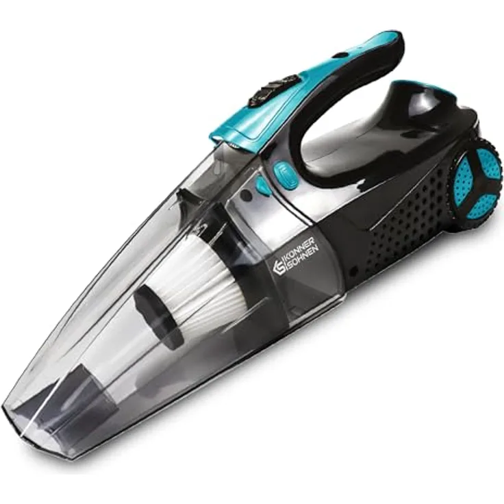 Könner & Söhnen Handstaubsauger KS VCP30, transparenter Staubbehälter 600 ml, HEPA-Filter, 3000 Pa Saugkraft, inkl. Kompressor und LED-Leuchte
