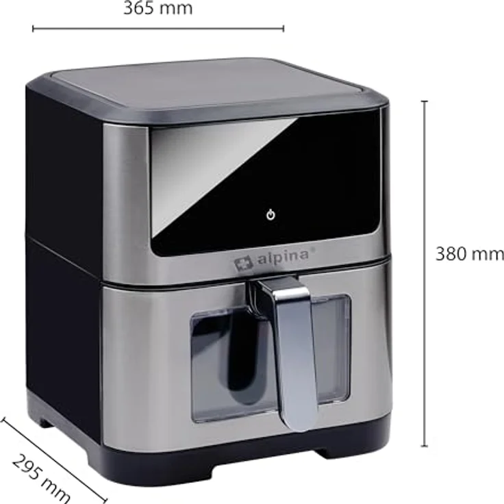 alpina Airfryer XXL - Heißluft-Fritteuse 8L - 80 bis 200°C - 1800W - Digitales Display – Bild 2