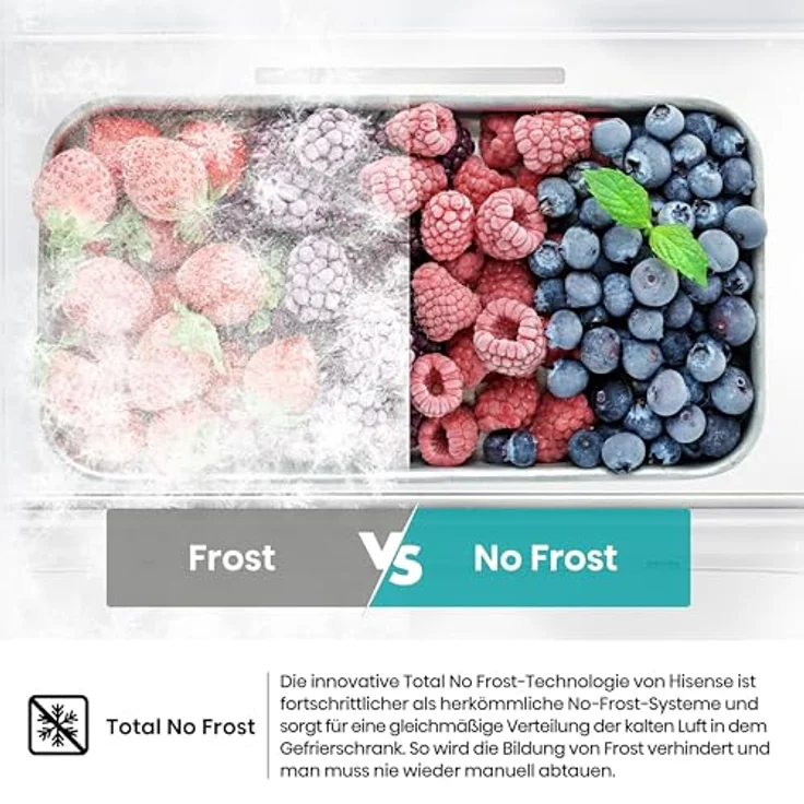 Hisense RS5P528STIE, Side-by-Side Kühl-Gefrier-Kombination in Edelstahl, 347 Liter Nutzinhalt, No-Frost-Technik, für 3-4 Personen, Energieeffizienzklasse E – Bild 7