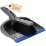 GarPet Kehrschaufel Set, Handfeger und Schaufel mit Gummilippe, platzsparend und ergonomisch, lebensmittelechter Kunststoff