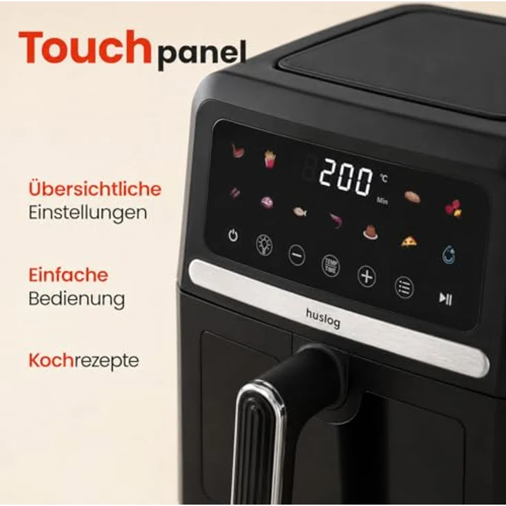 Huslog HUS1032 Heißluftfritteuse 5 l, 1500 W, Temperaturregelung, Timer, 10 automatische Programme – Bild 5