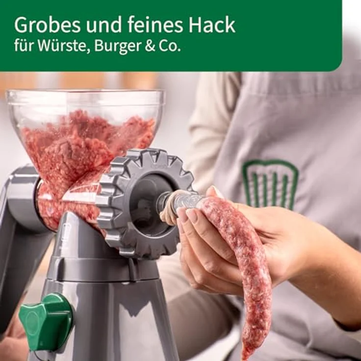 Chefkoch trifft Fackelmann Fleischwolf mit Gebäckvorsatz, 2 Lochscheiben & 6 Formen, robustes ABS-Gehäuse und scharfe Edelstahlklinge – Bild 4