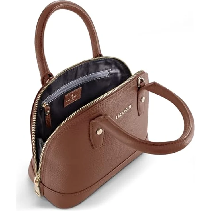 Lazarotti Bologna Leather Handtasche, 24 cm, braun, 100% Leder, Crossbody-Design – Bild 3