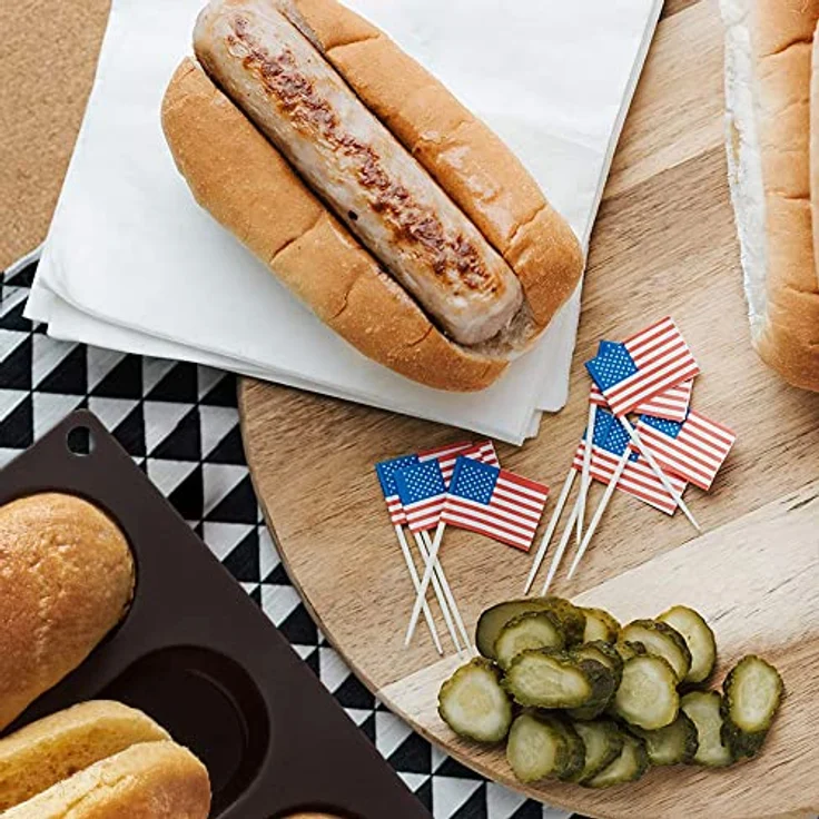 Lurch 85082 FlexiForm Hotdog Buns 6-Fach - Backform für 6 Hot Dog Brötchen aus 100% BPA-freiem Platin Silikon, Braun – Bild 8