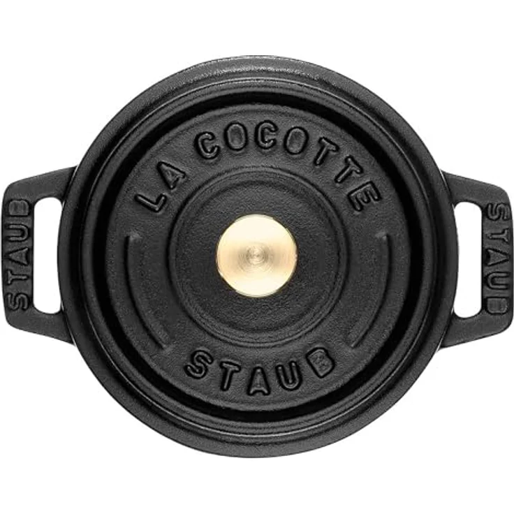 Staub 40500-101-0 Mini Cocotte, rund mit Deckel 10 cm, 0,25 L, induktionsgeeignet, mit mattschwarzer lierung im Inneren des Topfes, schwarz – Bild 5