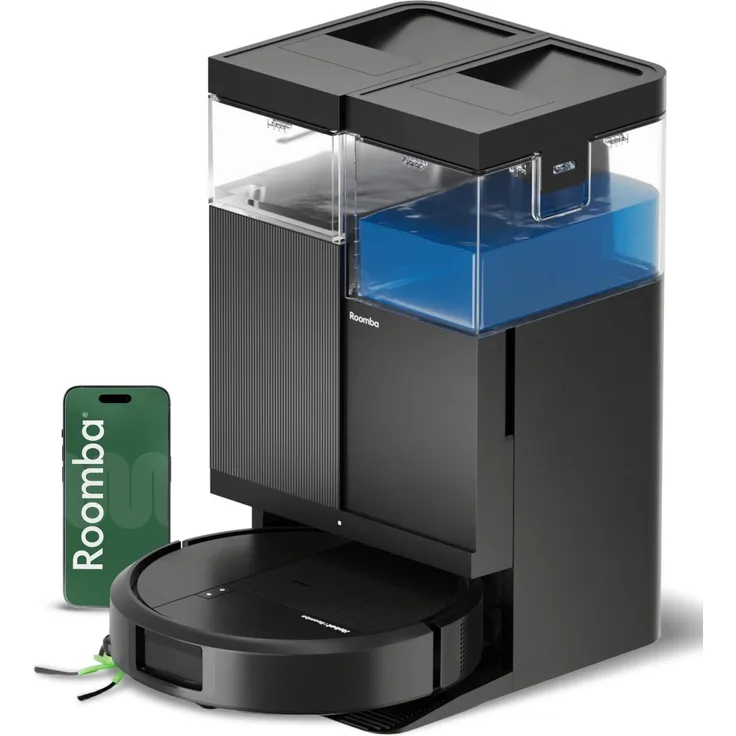 iRobot Roomba Plus 515 Combo, Beutellos, Saug- und Wischroboter mit 22.000 Pa Saugkraft, Schwarz, AutoWash-Station, ClearView™ LiDAR