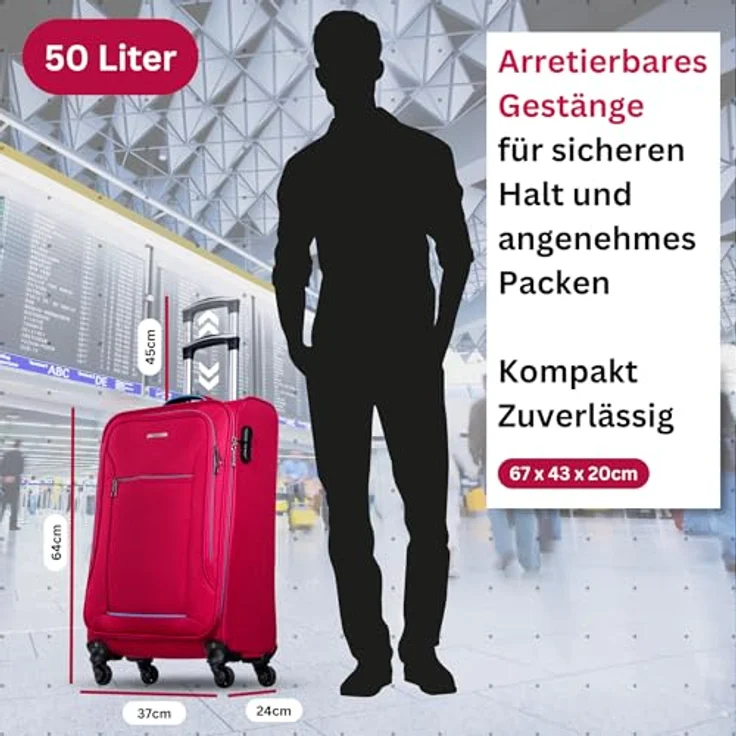 NOWI Nowi Sevilla 4 Rollen Trolley 64 cm, pink, 100% Polyester, kompakte Reisegröße – Bild 2