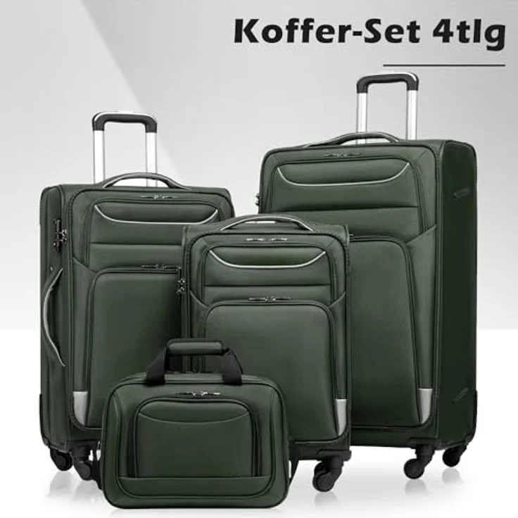 COOLIFE Kofferset 4-teilig, Weichgepäck 58/66/80cm, inkl. großer Umhängetasche, TSA Zahlenschloss, wasserabweisendes Oxford Gewebe – Bild 2
