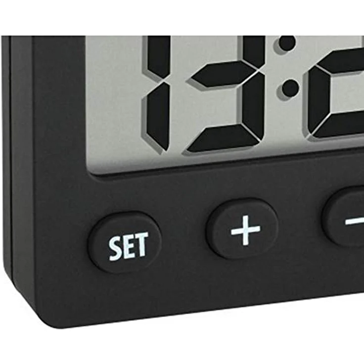 TFA Dostmann Digitalwecker 60.2014.01, Timer und Stoppuhr mit Weckfunktion, Gummibeschichtung, Schwarz, L 59 x B 14 (30) x H 42 mm – Bild 4