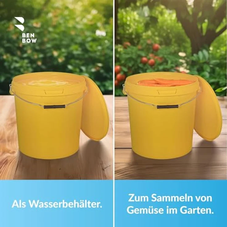 BenBow Eimer mit Deckel 30l gelb 20x 30 Liter - lebensmittelecht stabil luftdicht auslaufsicher geruchsneutral - Kunststoffbehälter mit Metalgriff – Bild 5