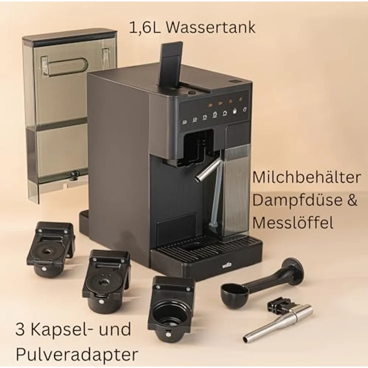 Wilfa Volo Multi Coffee Machine, Filterkaffeemaschine in Schwarz, kompatibel mit Nespresso & Dolce Gusto, abnehmbarer Milchbehälter, 1,6 L Wassertank – Bild 4