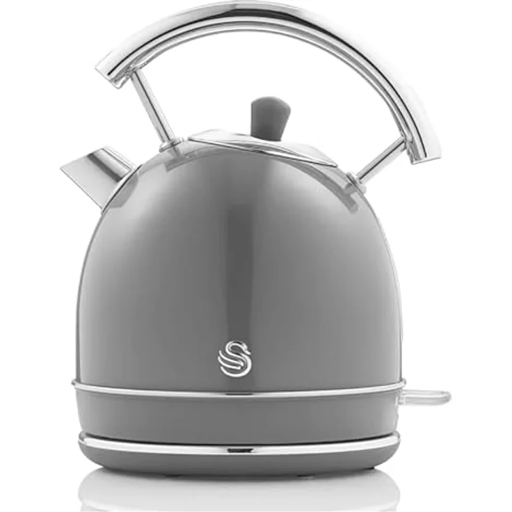 Swan Retro Frühstück Set, Wasserkocher mit 3000 W, 1,8 Liter, Grau – Bild 3