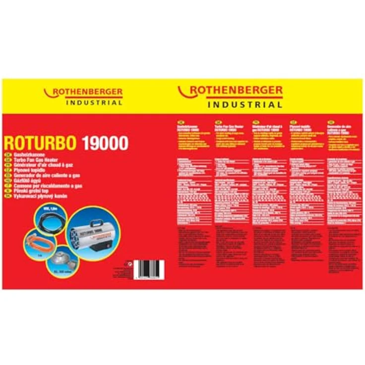 Rothenberger RoTurbo 19000 Heizkanone, Piezo-Zündung, inkl. Propangasschlauch und Regler, 18,5 kW, Silber – Bild 3