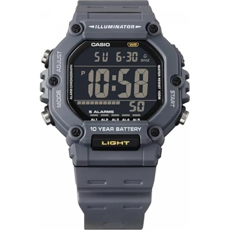 Casio Herrenarmbanduhr Digital Grau AE-1600H-8BVEF, Kunststoffarmband, Stoppuhr, Alarm, Beleuchtung, Countdown – Bild 2