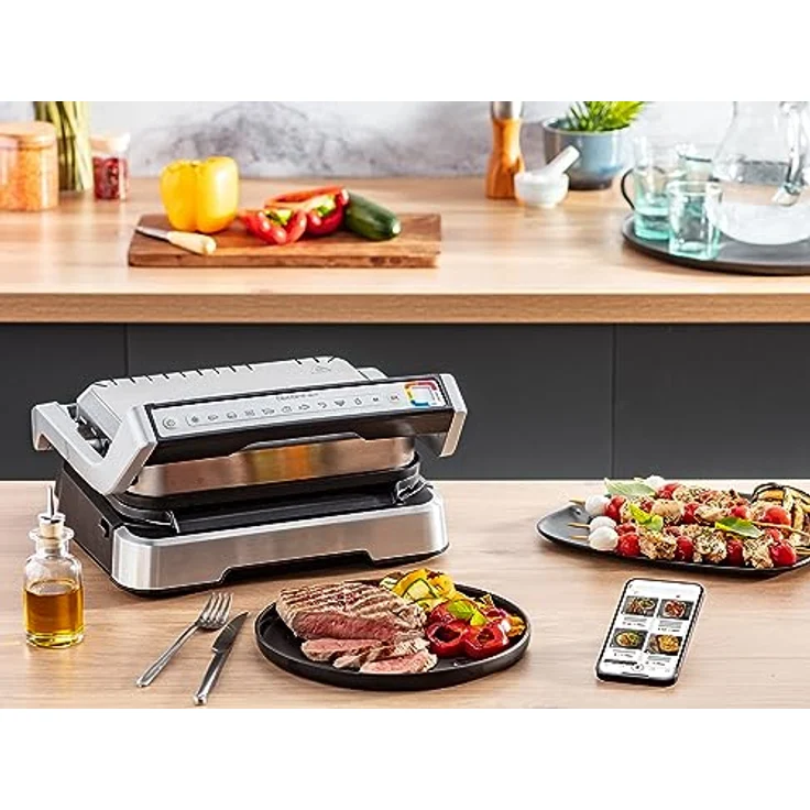 Tefal OptiGrill 4in1 GC774D Kontaktgrill | intelligentes Grillen | 9 automatische Programme | Barbecue/Backofen/komplette Mahlzeiten | gesünderes Grillen | einfache Reinigung | Edelstahl – Bild 2
