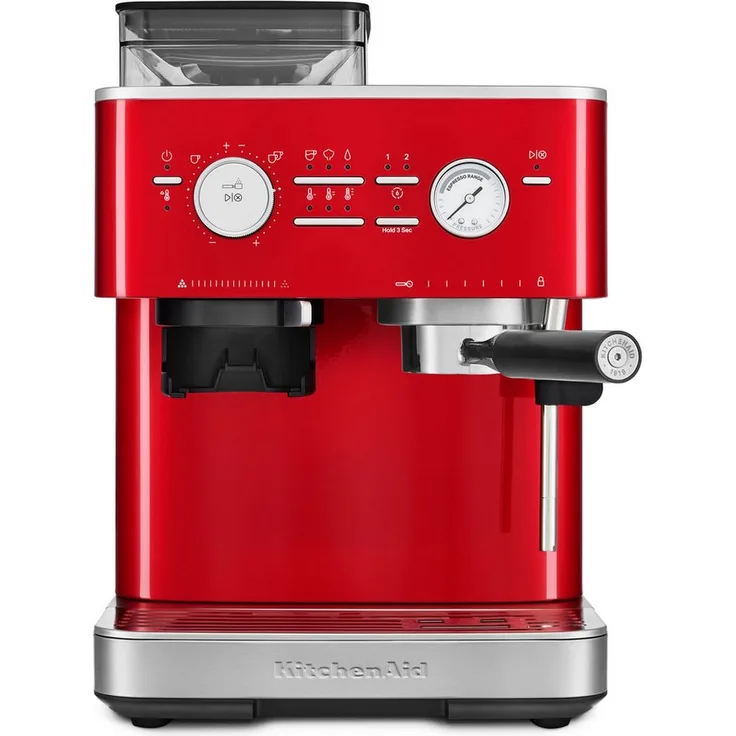 KitchenAid Kaffeehalbautomat 5KES6551 Espressomaschine mit Gratmahlwerk, PID-Temperaturregelung, Edelstahlgehäuse