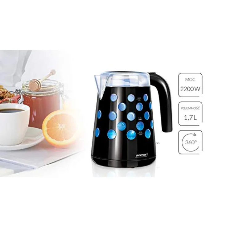 MPM MCZ-86C Elektrischer Wasserkocher, 2200 W, 1,7 Liter, Schwarz – Bild 5