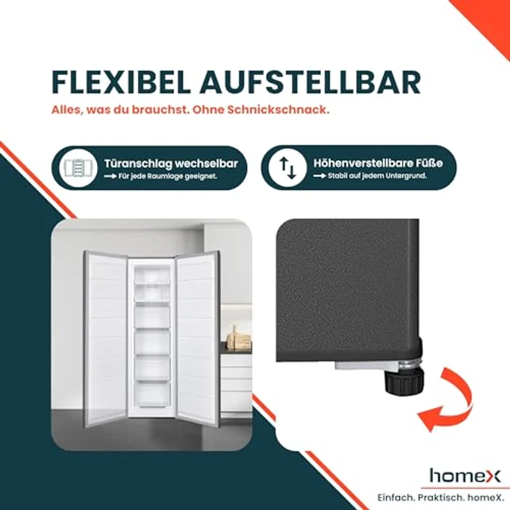 homeX Gefrierschrank FSN2041E-S, No Frost, 204L Nutzinhalt, 4-Sterne Gefrieren, Super-Frost-Funktion, silber – Bild 8