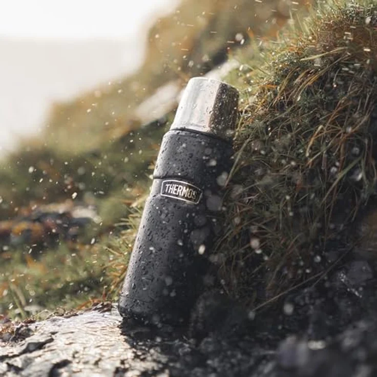 Kleine King Thermos-Kanne grau, aus Edelstahl, hält heiß oder kalt, 470 ml – Bild 5