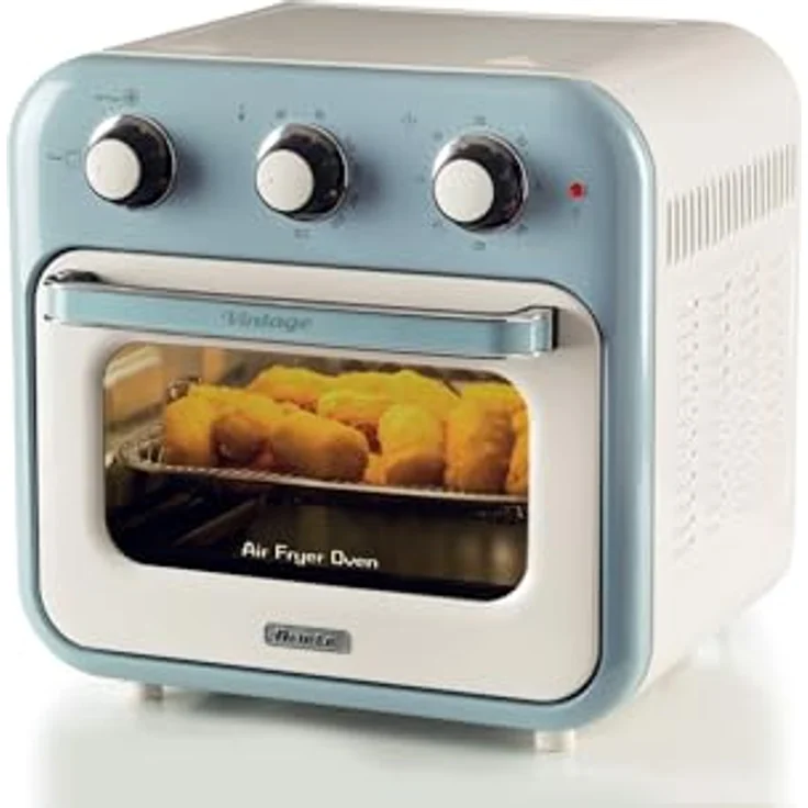 Ariete 4632 Vintage Heißluftfritteuse und Backofen, 1400 W, 2in1, 16 l Fassungsvermögen, inklusive Zubehör, 60-Minuten-Timer, Doppelglas, Celeste – Bild 1