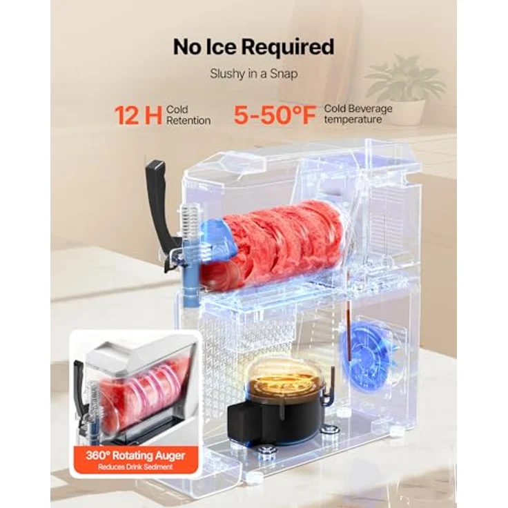 VEVOR Slush Maschine X-30, 3 L Eisbereiter mit Selbstreinigungsfunktion, 350 W für Frozen Margaritas und Shakes, transparentes Polycarbonat, weiße LED-Beleuchtung – Bild 3