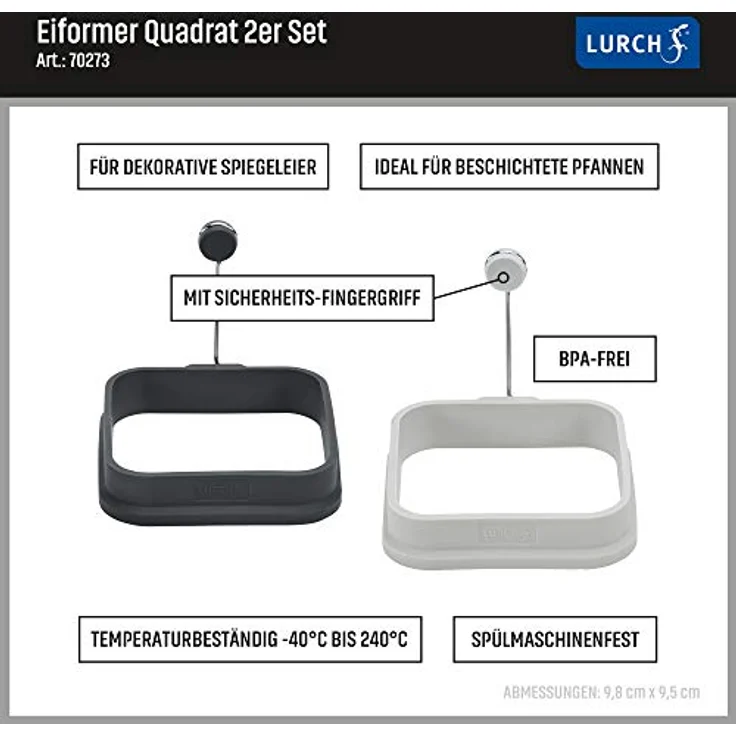 Lurch Backform Eiformer Quadrat 2er Set grau, Premium-Platin-Silikon, hitzebeständig bis 240°C – Bild 4