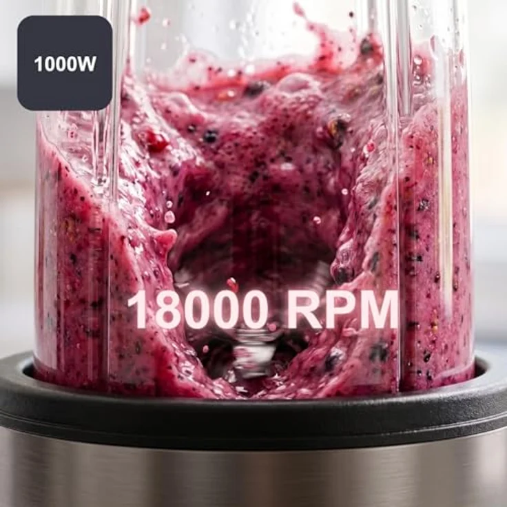 Black & Decker BXJBA1203E, Standmixer mit 1000 Watt Leistung, 700 ml Tritan-Behälter und Edelstahlklingen, spülmaschinenfest – Bild 6