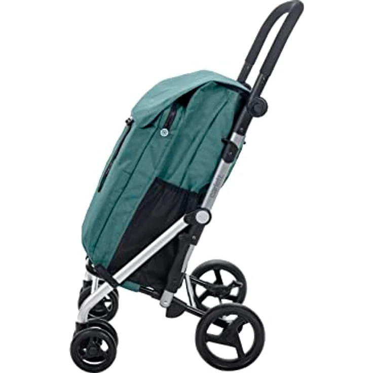 Carlett Einkaufstrolley mit 4 Rädern | Lett470 CLASSIC family | Zusammenklappbarer Einkaufswagen mit großer Tasche 32kg, 64L Einkaufstasche, 10,5L Thermotasche und Rückfach, Grün – Bild 3