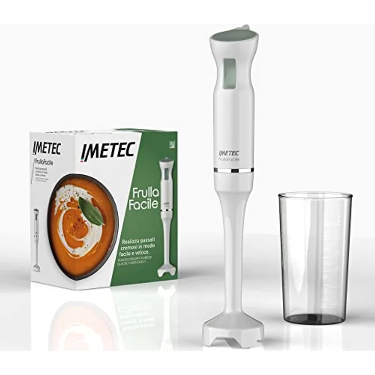 Imetec 7500, Stabmixer 800 W mit 0,7 l Mixbecher, ergonomisches Design, grün/weiß