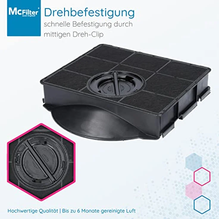 McFilter | 2x Aktivkohlefilter für Dunstabzugshaube geeignet für Kohlefilter Elica F00189/S, Type 303, Whirlpool 484000008581, AEG 902979360/2, IKEA Nyttig FIL 558 - Filter für Abzugshaube – Bild 5