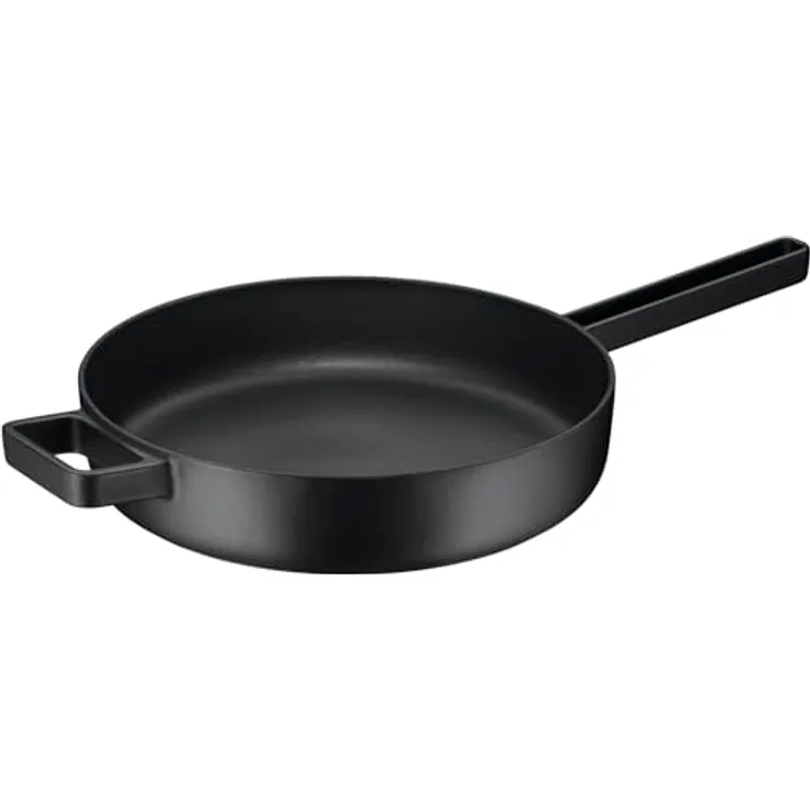 WMF Flavour Schmorpfanne 28 cm Induktion, Gusseisen Pfanne emailliert, hoher Rand, backofenfest, moderne Eleganz, schwarz